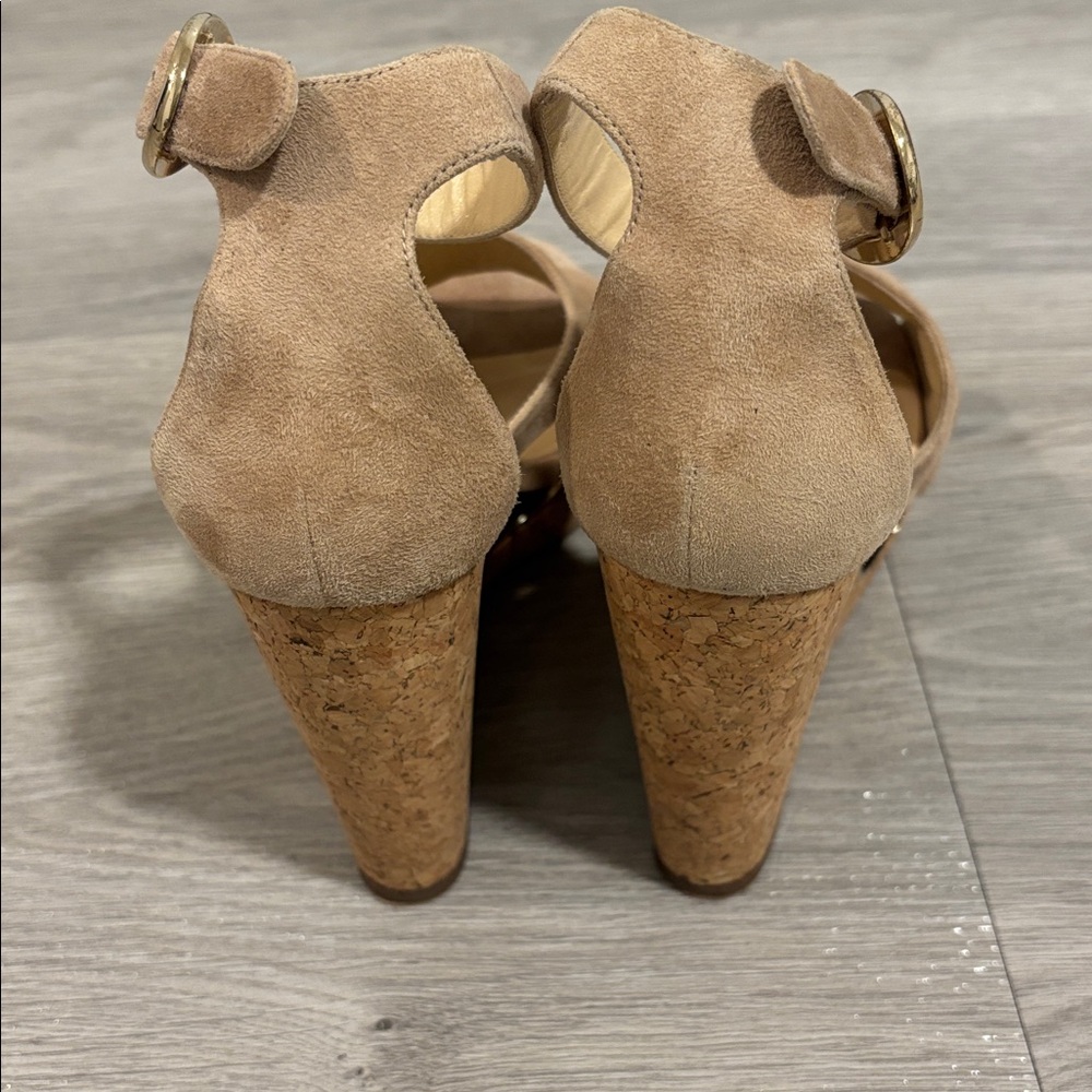Jimmy Choo Cream Suede Cork Platform Ankle Strap Women's Shoes size 40 - Picture 6 of 14